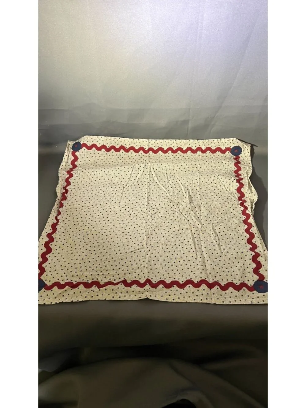 Patriotic Print Cotton Napkins Set Red & Blue Accents